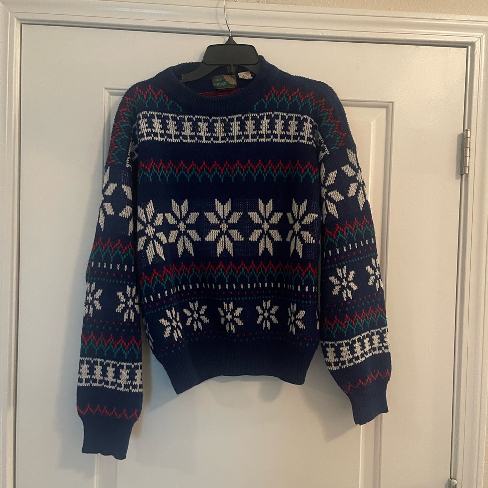 VTG 80s 90s Pinegrove Reindeer Winter Holiday Pullover Knit Sweater Nice Medium